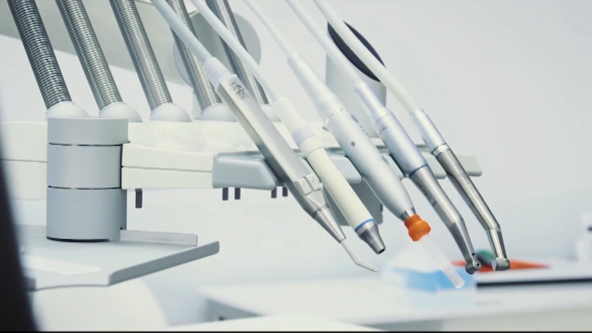 Dental handpieces on a treatment unit