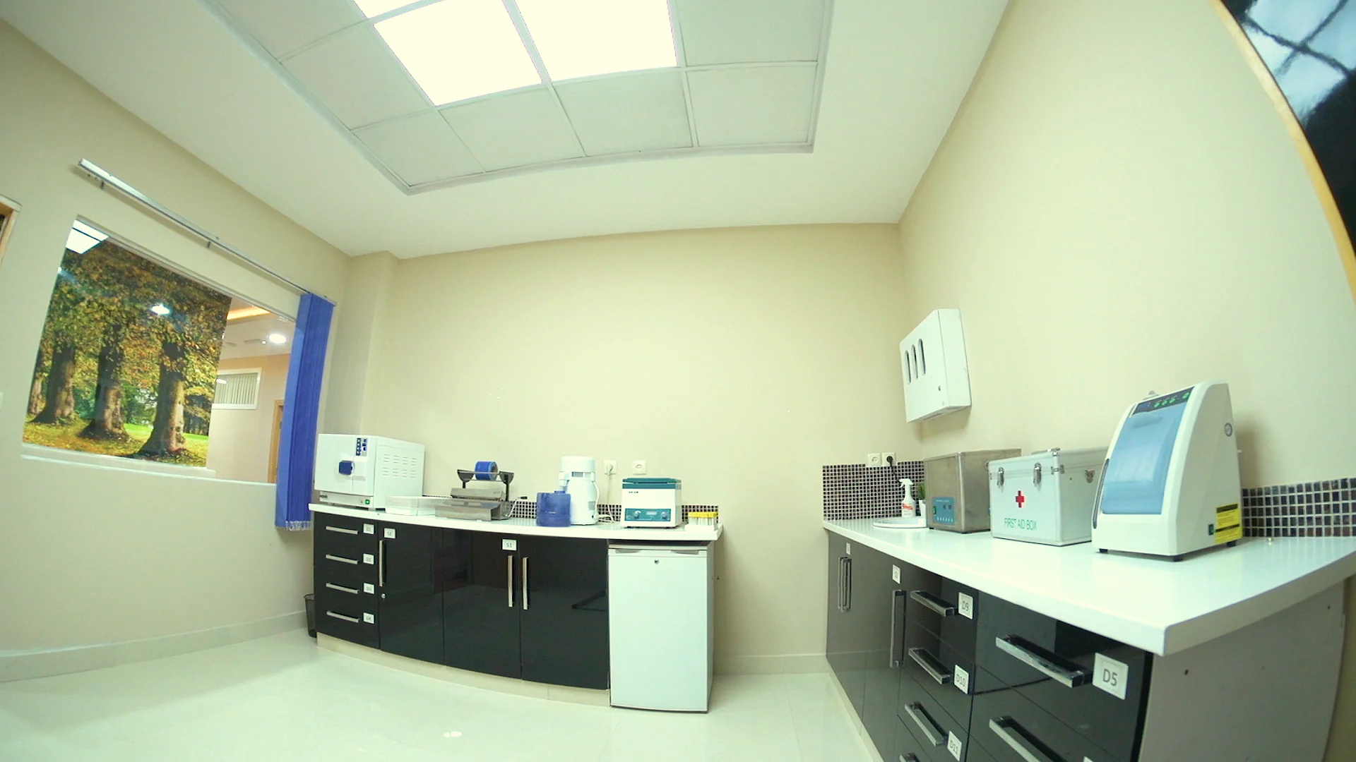 Clean, organised sterilisation and preparation room